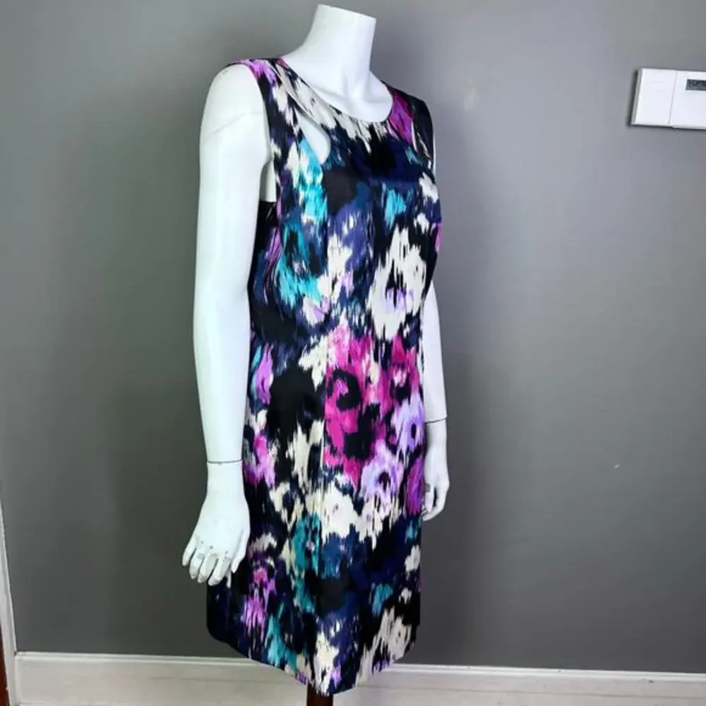 Tahari Sheath dress‎ size 12 India art to wear purple maximalist office cocktail - Picture 3 of 12